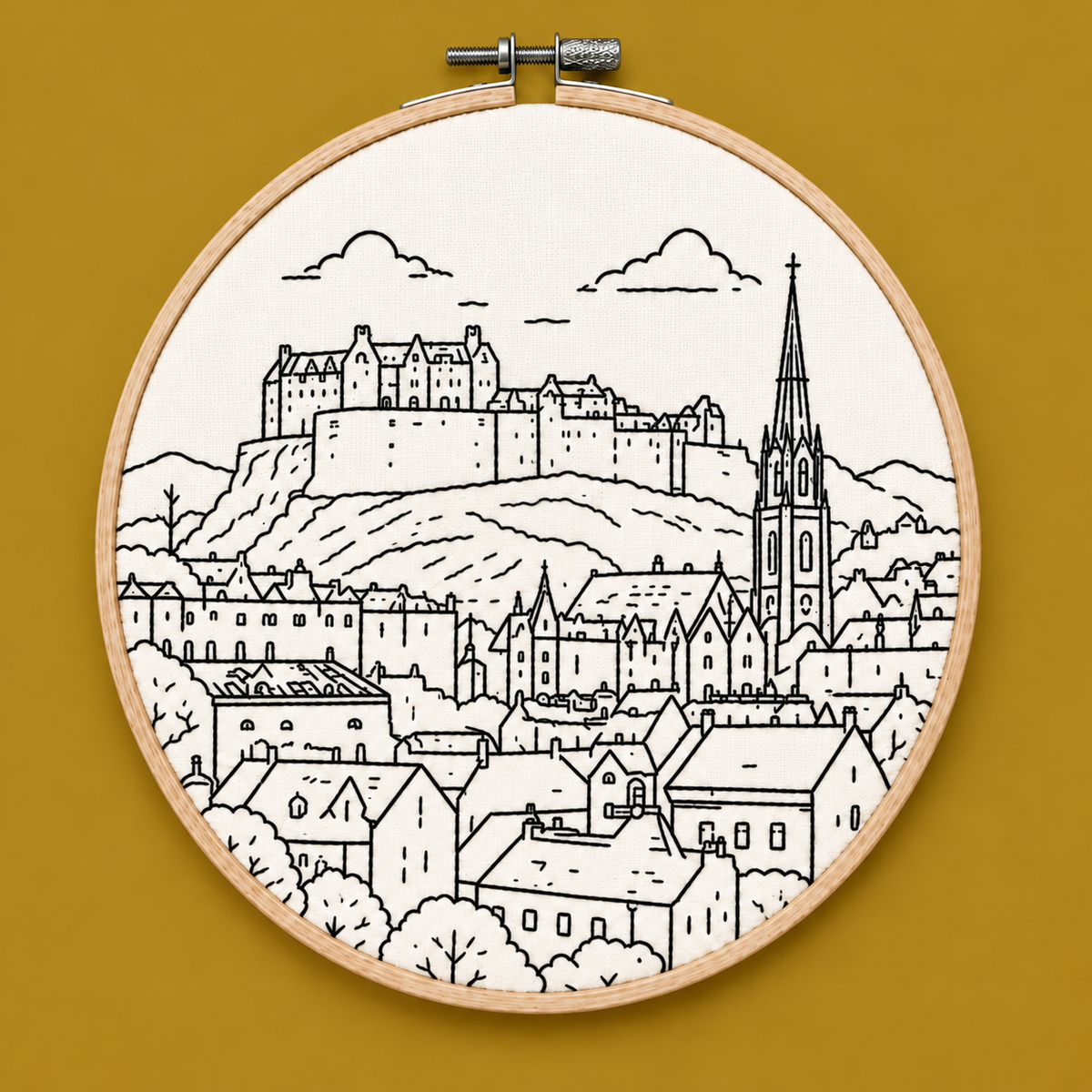 Edinburgh Castle & Tram Embroidery Kit